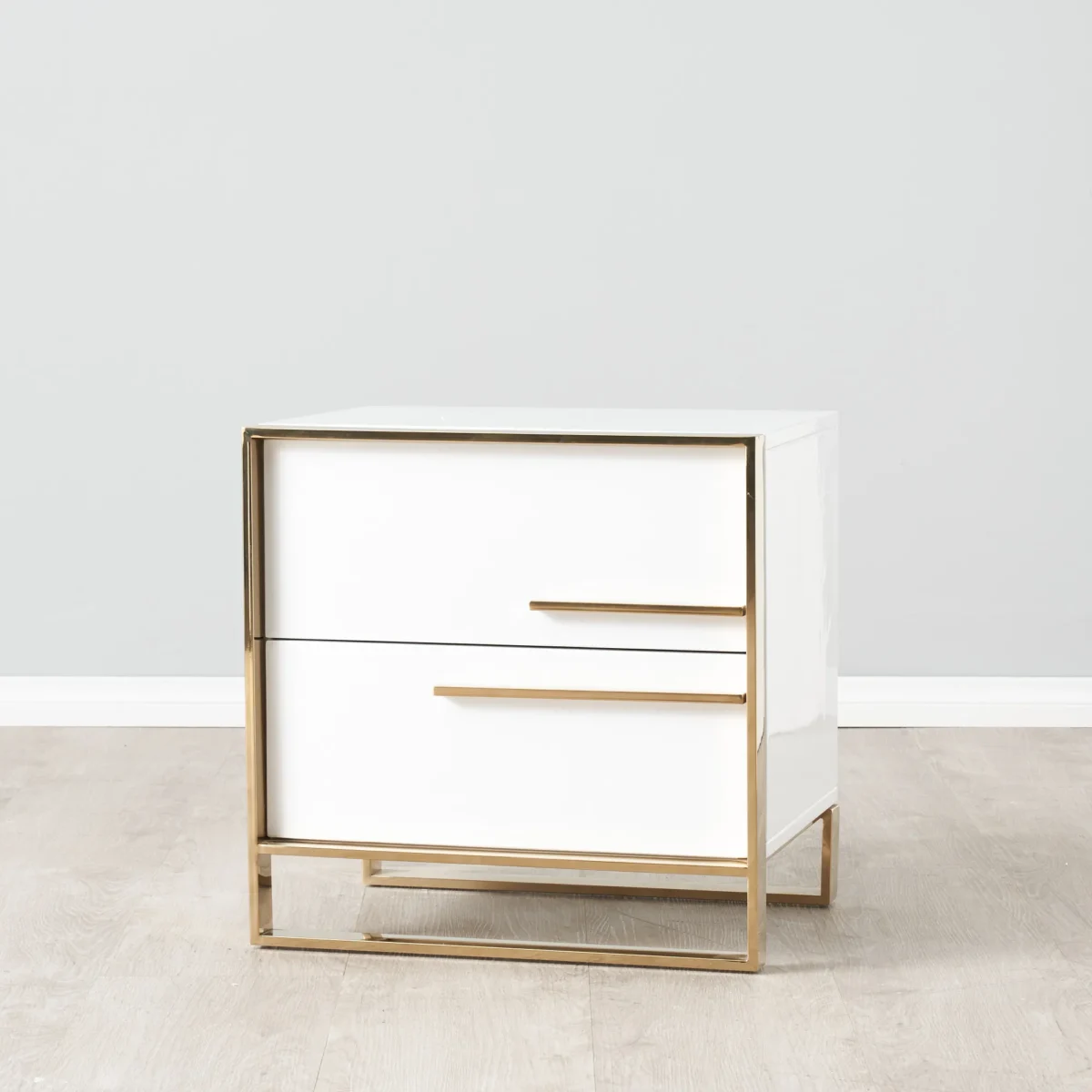 Majestic High Gloss Nightstand - White - Image 2