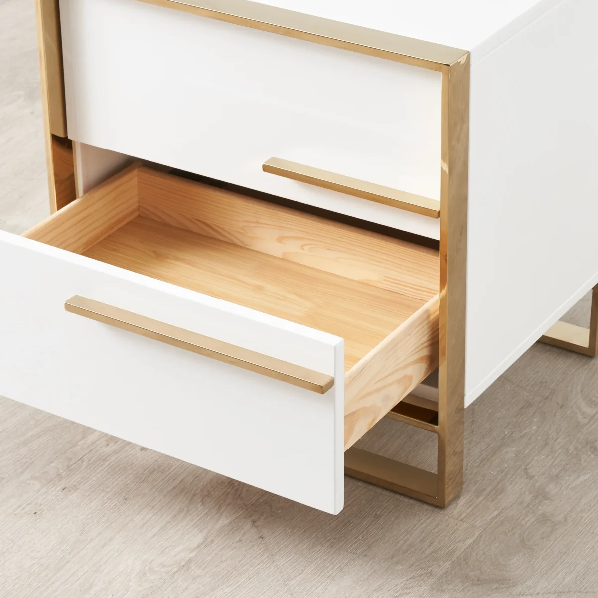 Majestic High Gloss Nightstand - White - Image 4