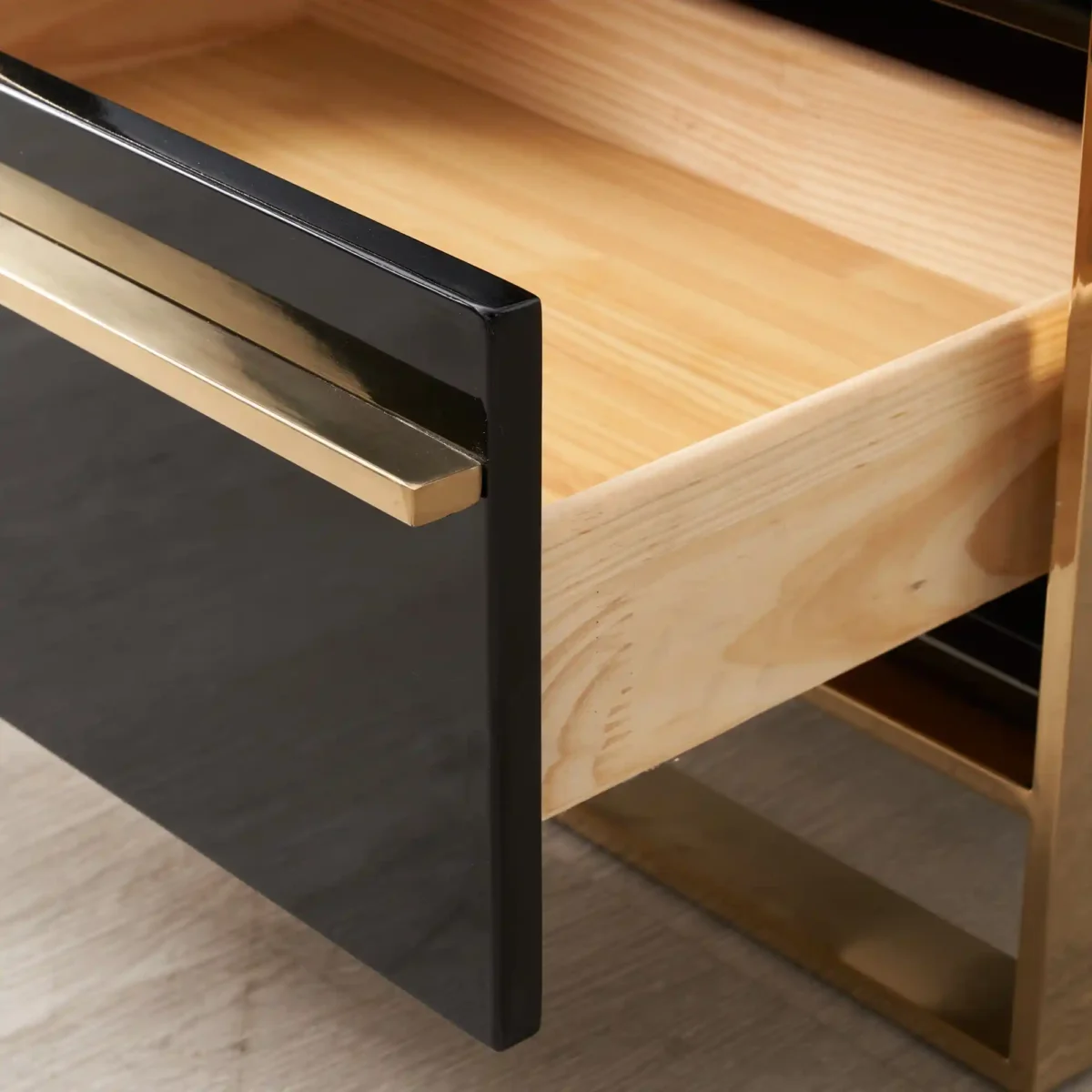 Majestic High Gloss Nightstand - Black - Image 4