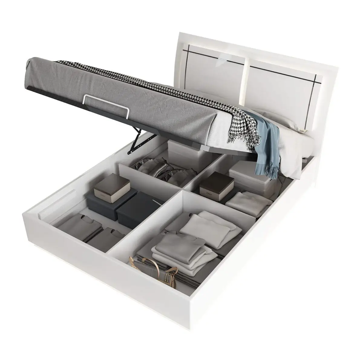 Moonstone King Size 6 Piece Bedroom Suite Set with LED Storage - Image 3