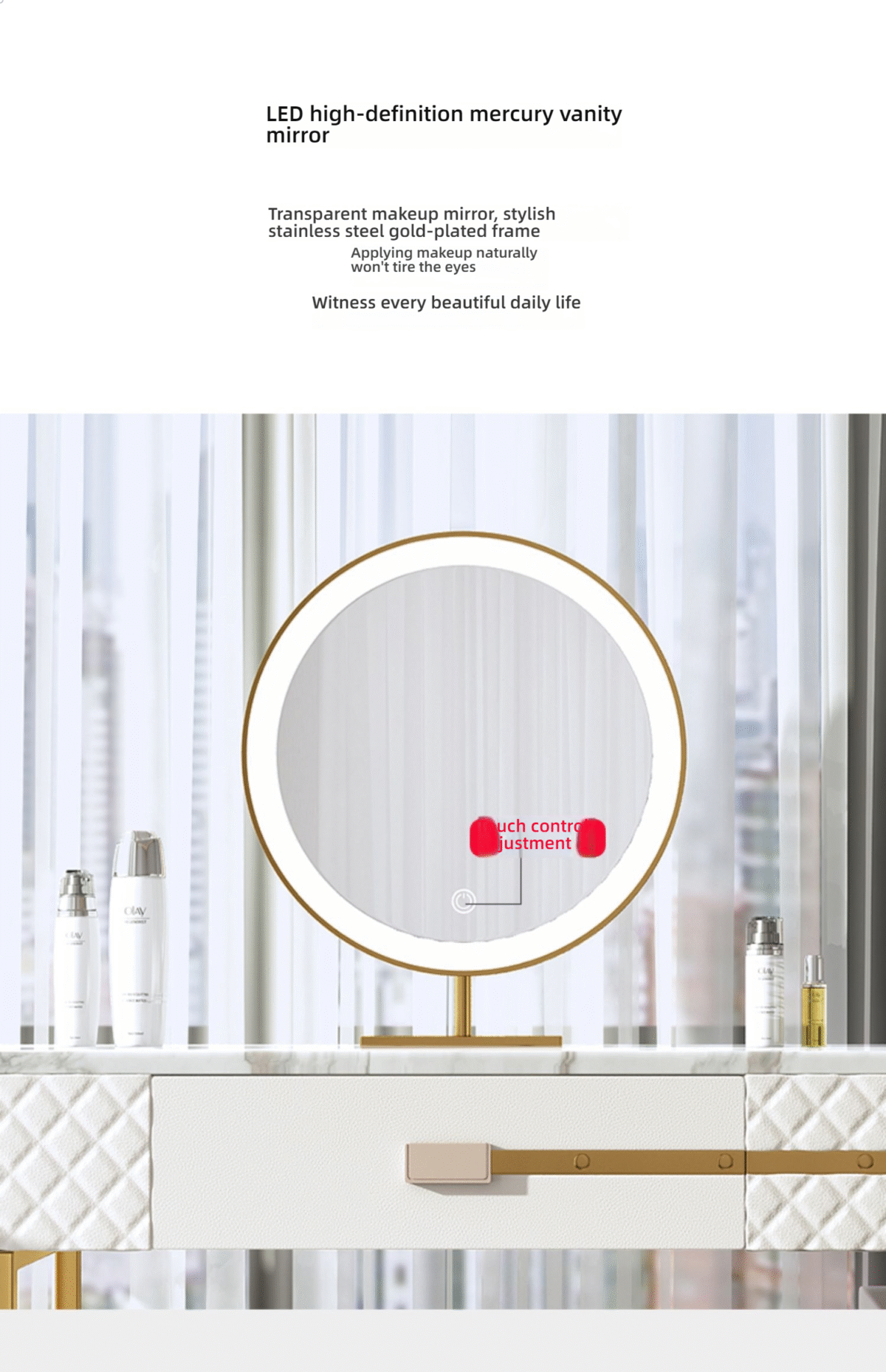 La Parisienne 4 Piece Marble Top Leather Vanity Set - Image 8