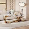 Aura Marble Nesting Coffee Table Set - Gold - Image 2