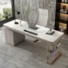 Marble Office Desk with Drawers side top 2
