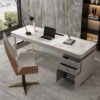 Marble Office Desk with Drawers side top
