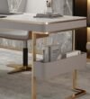 Marble Office Desk with Drawers side view