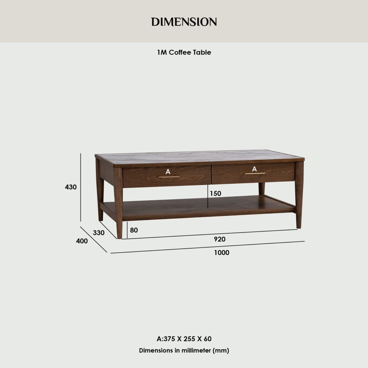 1M BREDA Marble Top Walnut Coffee Table - Image 6