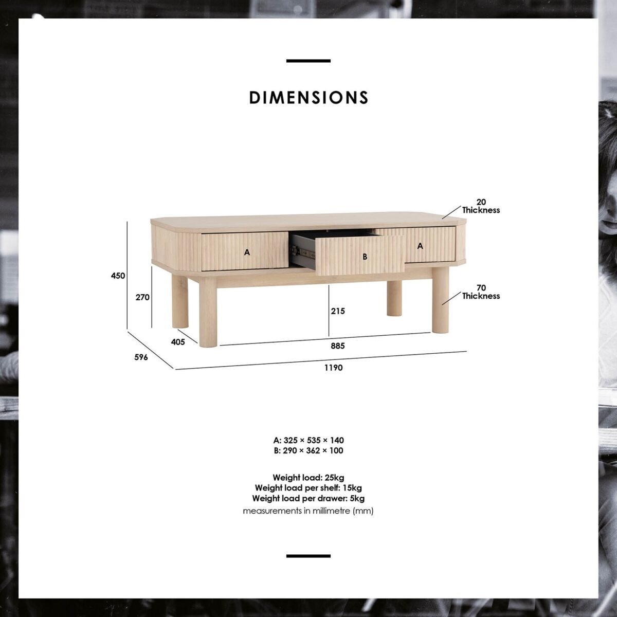 OAK VENEER COFFEE TABLE - Image 5