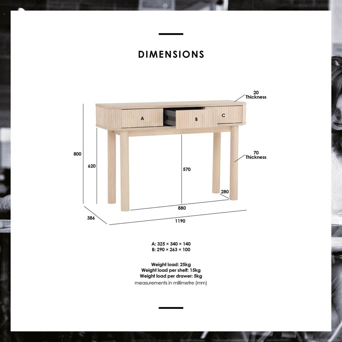 OAK VENEER CONSOLE TABLE - Image 5