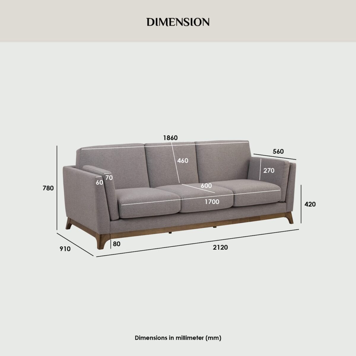 CENI 3 Seater Upholstered Sofa - Image 5