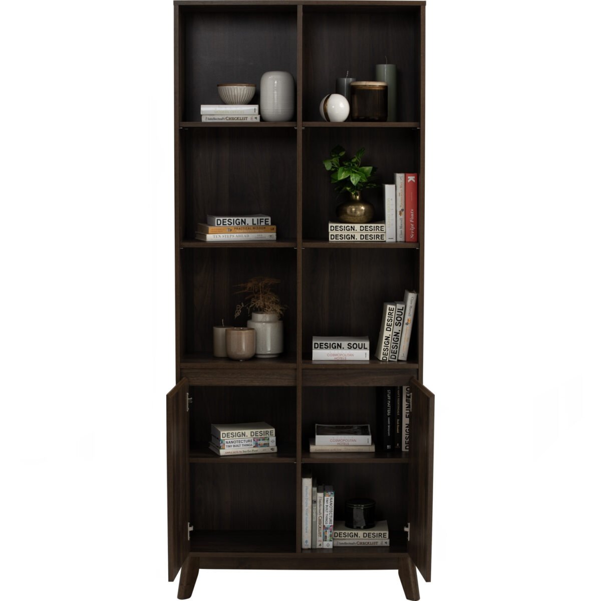 Stylish Walnut Bookshelf front