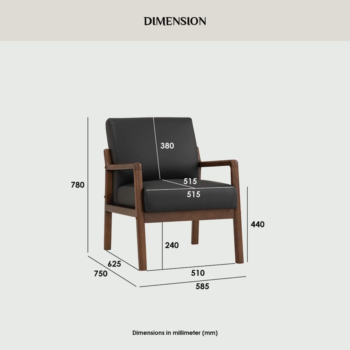 MENDO Upholstered Leather 1 Seater Sofa - Image 6