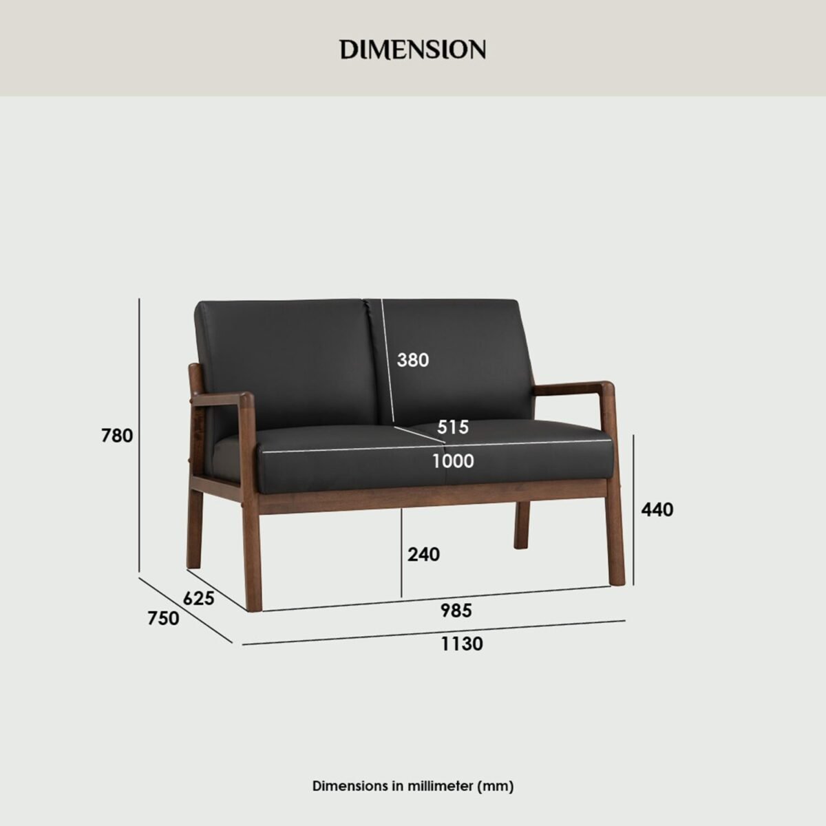 MENDO Upholstered Leather 2 Seater Sofa - Image 6