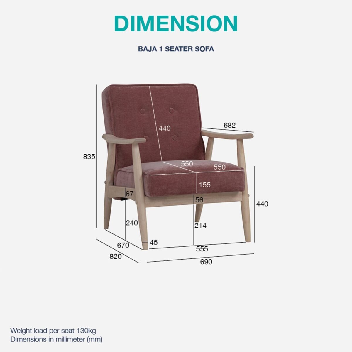 BAJA Velvet 1 Seater Sofa - Image 8