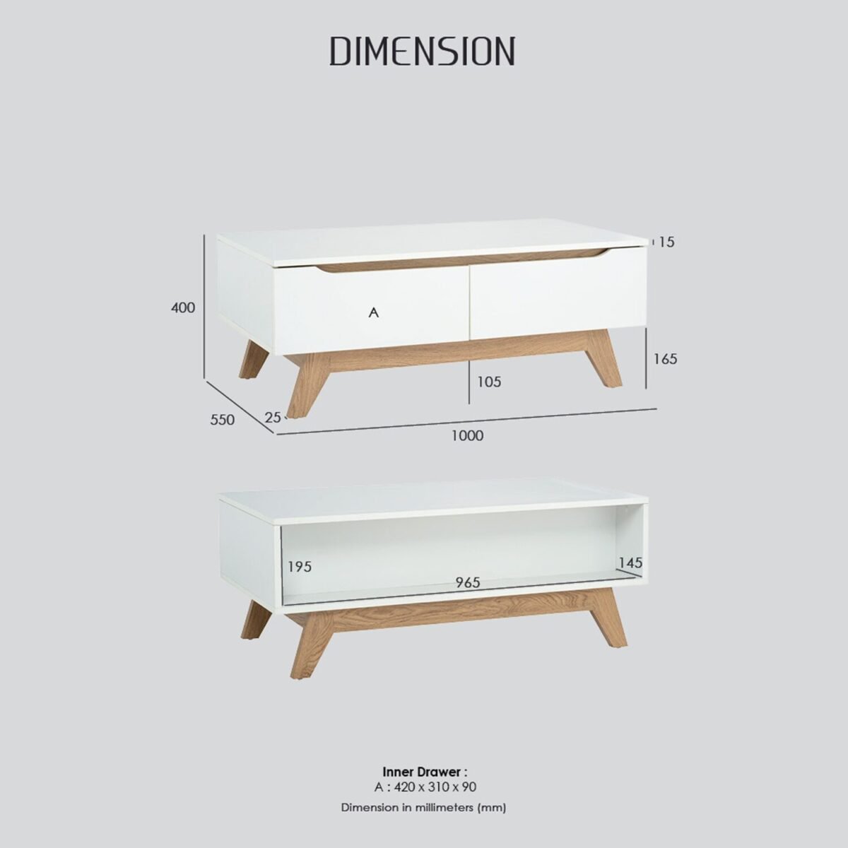 1M MANDO Coffee Table - White - Image 8