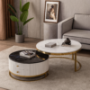 Opulent Solid Marble Stone Nesting Coffee Table Set - Black