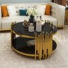 Throne Black Gold Tempered Glass Coffee Table