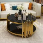 Throne Black Gold Tempered Glass Coffee Table