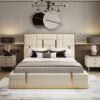 Queen Size Bed Symmetric (White) Decor