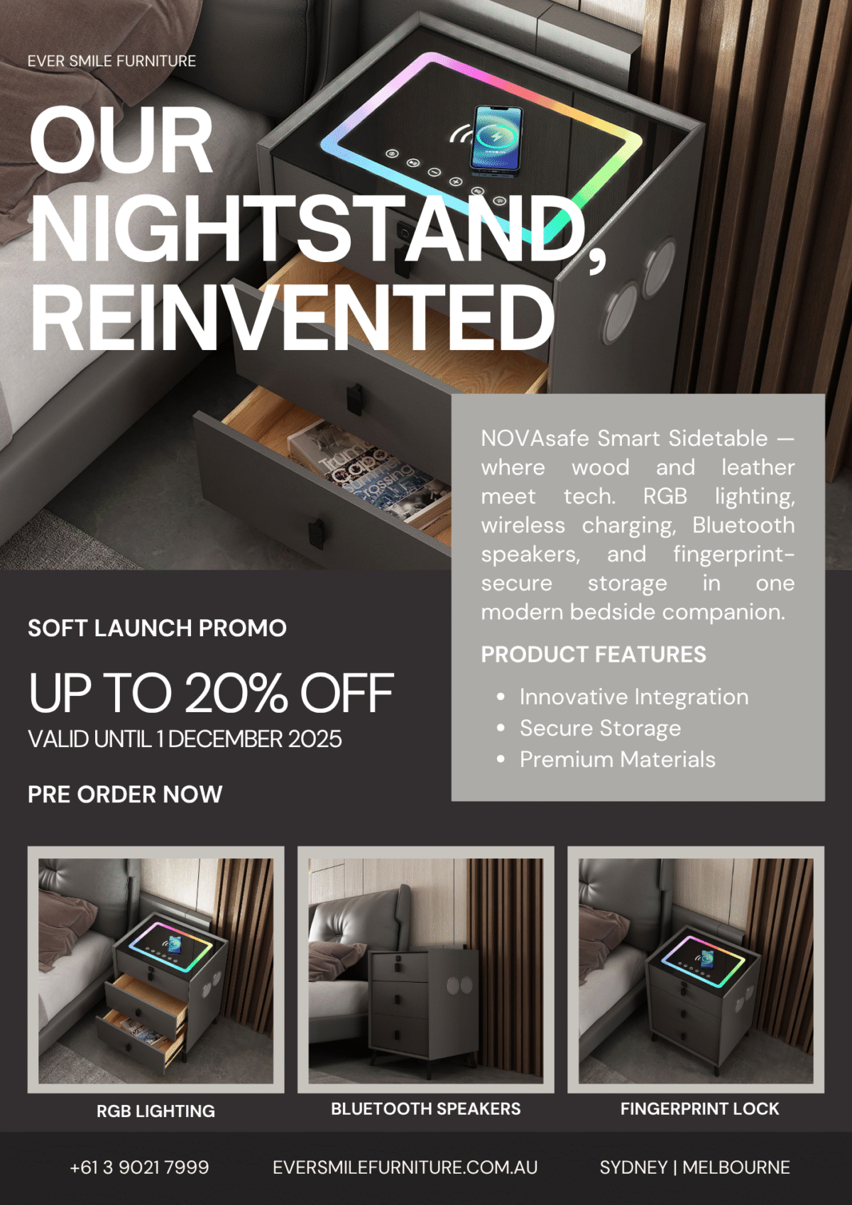 Nova Smart Side Table with Bluetooth Speaker - Image 4