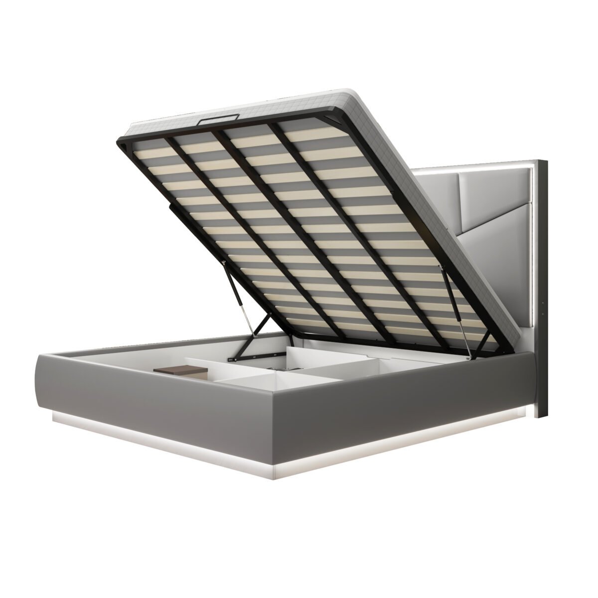 Opalite Queen Bed with LED Lights and Storage - Image 2