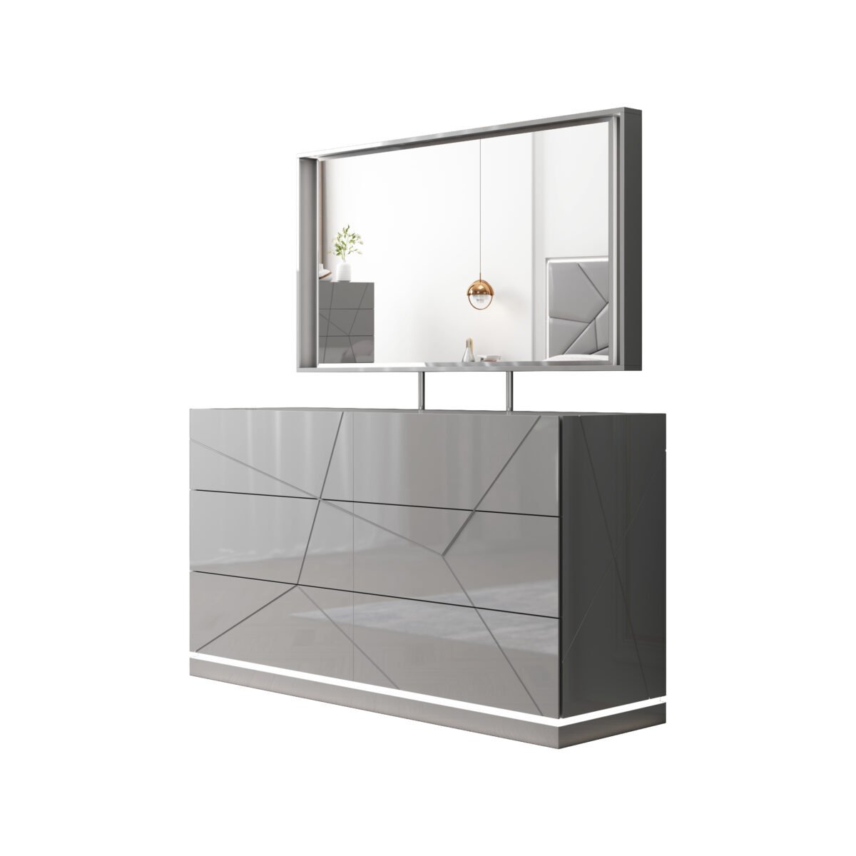 Opalite Queen Size 5 Piece Bedroom Suite Set with LED Light and Storage - Image 5