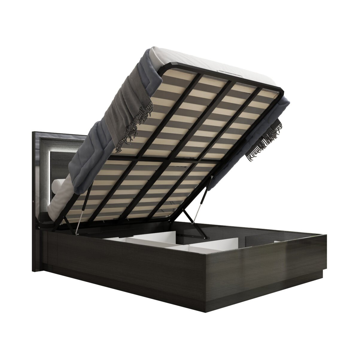 Onyx Queen Bed with LED Storage - Image 4