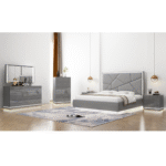 Opalite Queen Size 5 Piece Bedroom Suite Set with LED Light and Storage