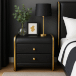 Black Gold Leather Nightstand