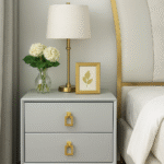 Leather Nightstand Side Table – Cloud Grey