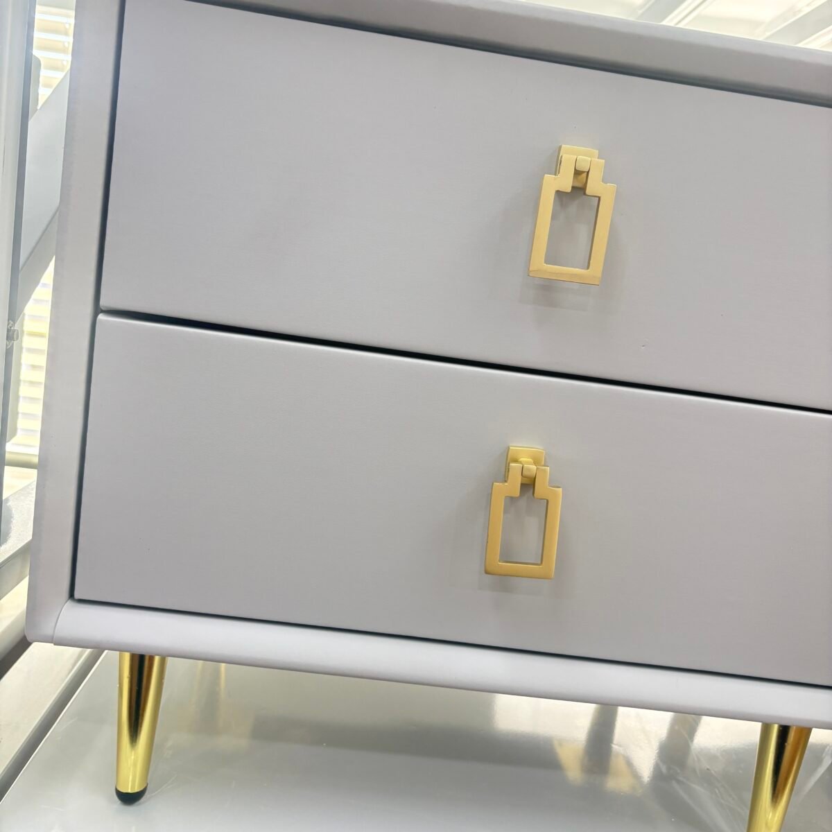 Leather Nightstand Side Table – Cloud Grey - Image 5