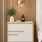 Symmetric Leather Nightstand Side Table – White