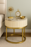 Milan Marble Top Leather Side Table