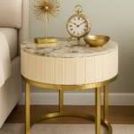 Milan Marble Top Leather Side Table
