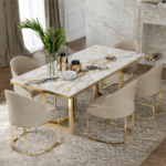 2M Lioness Solid Marble Stone Top Dining Table