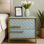 Harmony Leather Nightstand Side Table - Grey