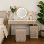 La Parisienne 4 Piece Marble Top Genuine Leather Vanity Set