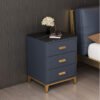 Regal Marble Top Leather Nightstand Side Table - Image 4