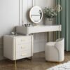 La Belle 3 Piece Marble Top Leather Vanity Set - Image 2