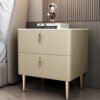 Royce Marble Top Leather Nightstand Side Table - Image 4
