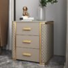Levana Marble Top Leather Nightstand Side Table - Image 4