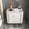 Lafeeya Marble Top Leather Nightstand Side Table - Image 7