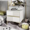 Raj Leather Nightstand Side Table - White - Image 2