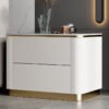 Raye Marble Top Leather Nightstand Side Table - Image 3