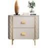 Lafeeya Marble Top Leather Nightstand Side Table - Image 4