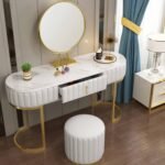 La Venetta 3 Piece Marble Top Leather Vanity Set