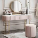La Venetta 3 Piece Marble Top Leather Vanity Set - Image 2