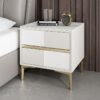 Raj Leather Nightstand Side Table - White