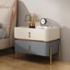 Keyva Marble Top Leather Nightstand - Image 4