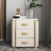 Levana Marble Top Leather Nightstand Side Table