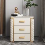 Levana Marble Top Leather Nightstand Side Table